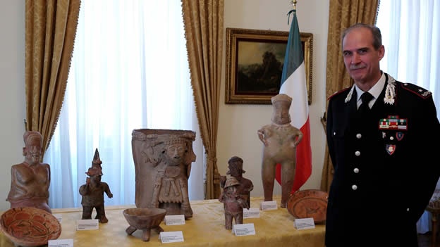 En ceremonia virtual, Italia restituyó a México 23 piezas arqueológicas sustraídas de manera ilegal
