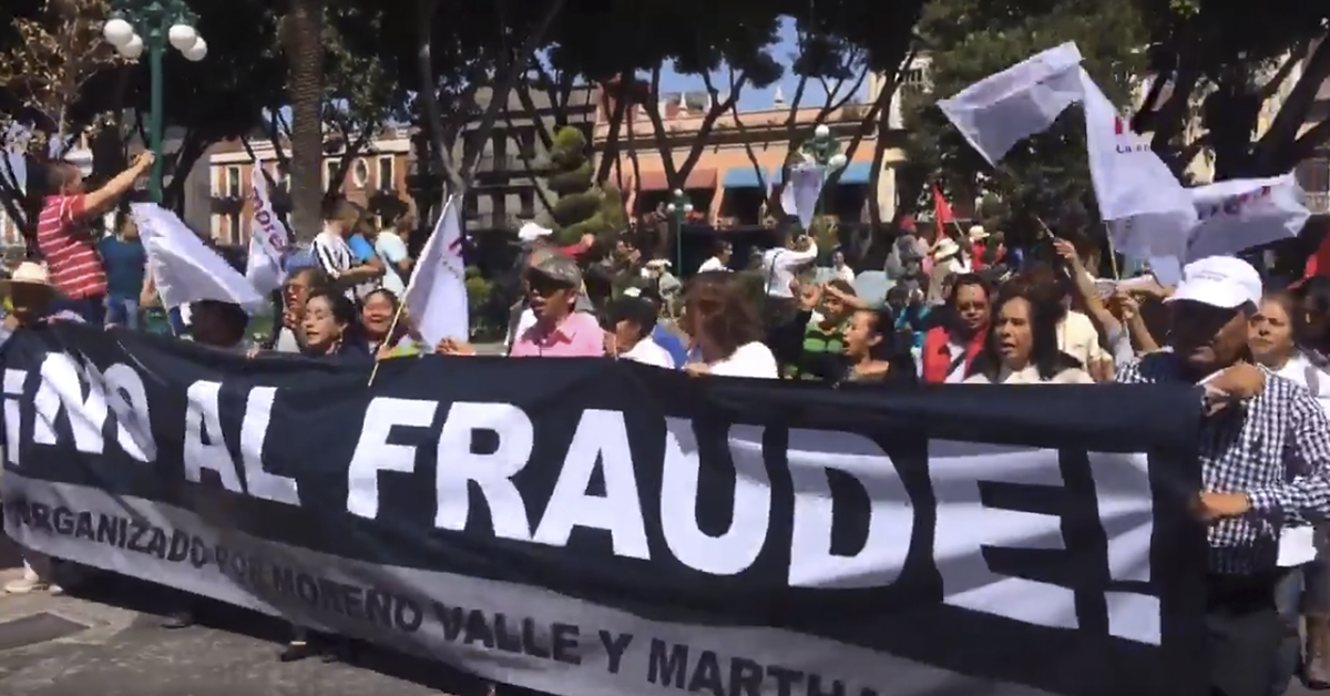 Marchan en Puebla contra fraude electoral, rechazan triunfo virtual de Martha Érika