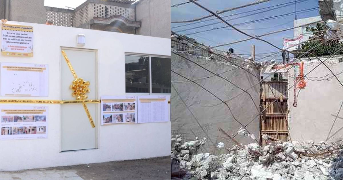 Denuncian damnificados de Iztapalapa mala construcción de casas antisismos