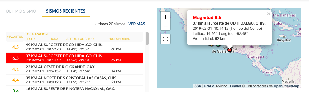 Registra Chiapas sismo de magnitud 6.5. Se siente en CDMX.