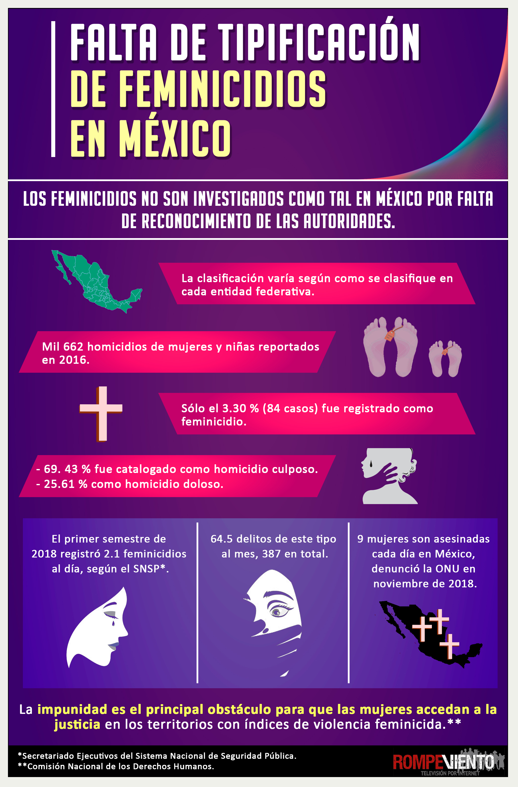 Falta de tipificación de feminicidios en México - Infografía