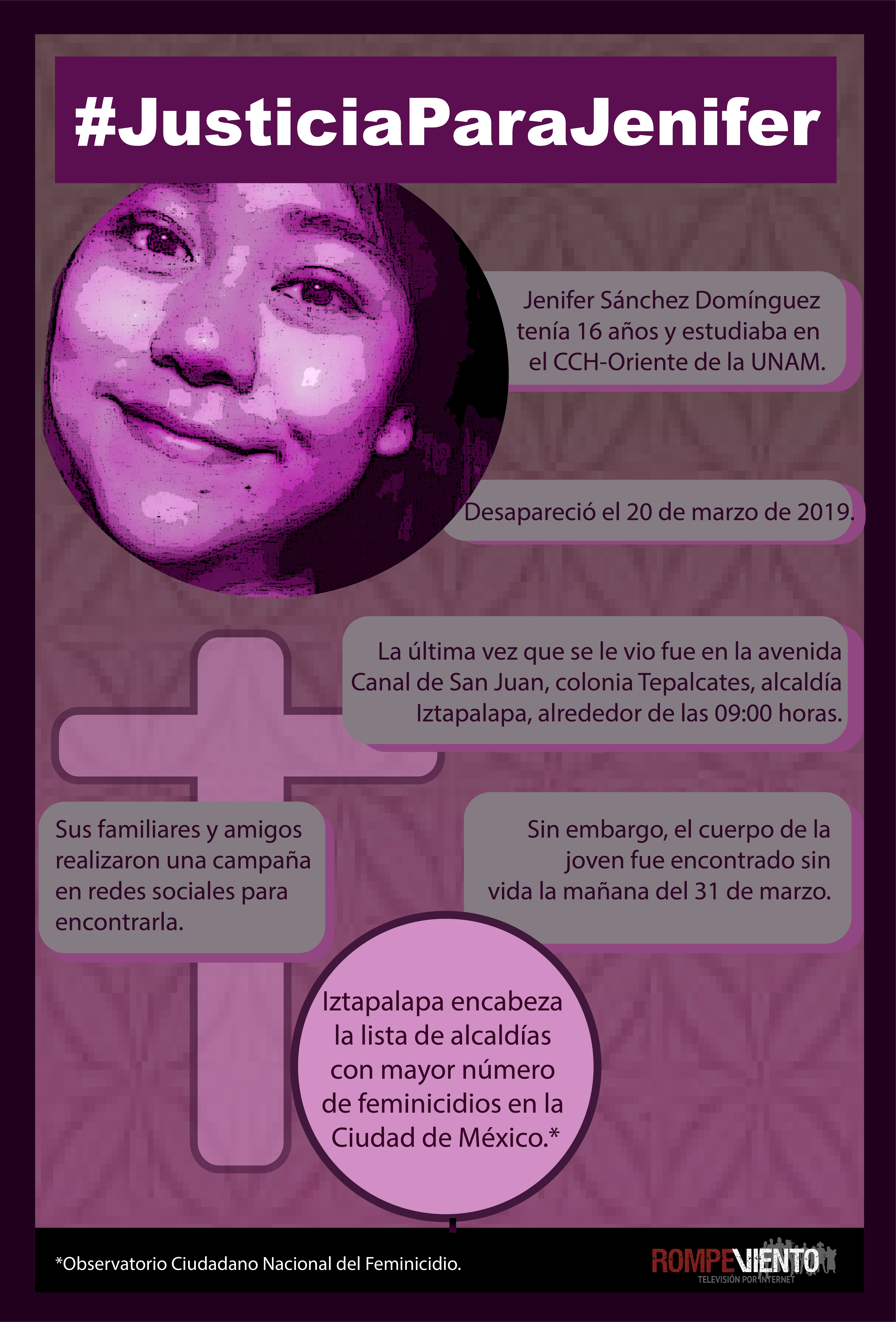 #JusticiaParaJenifer, víctima de feminicidio en CDMX