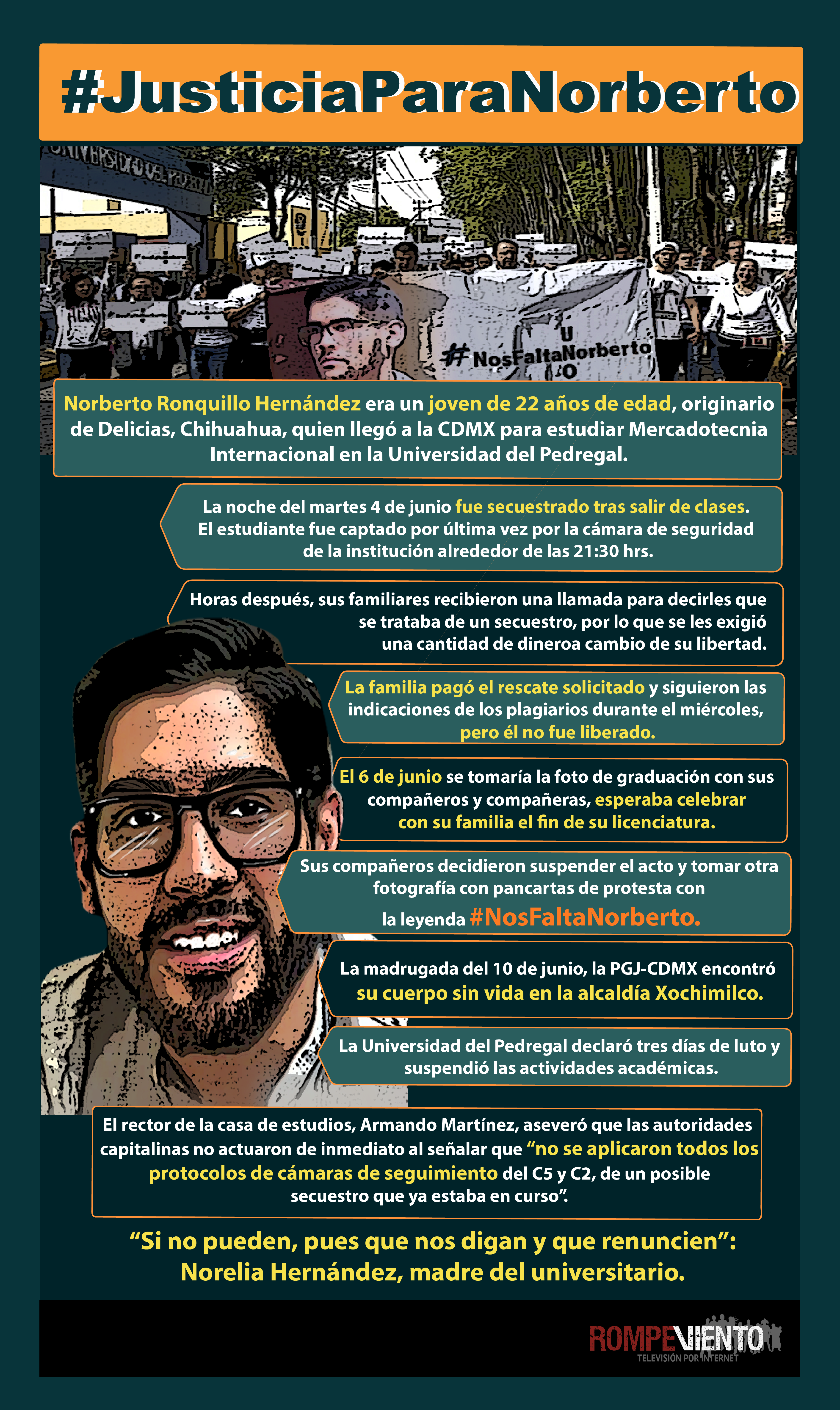 #JusticiaParaNorberto, estudiante secuestrado en la CDMX