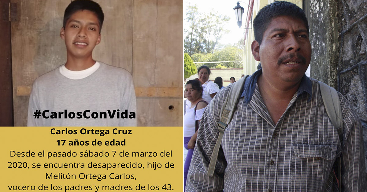 Exigen búsqueda inmediata con vida del hijo de Melitón Ortega, vocero de madres y padres de Ayotzinapa