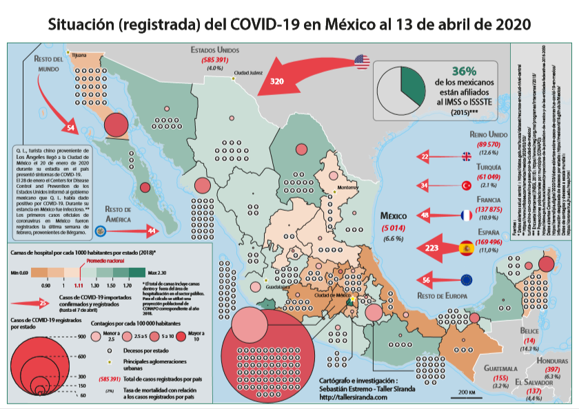 México: mapa de distribución e impacto de COVID-19
