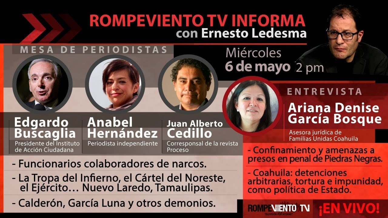 Edgardo Buscaglia, Anabel Hernández, Juan Alberto Cedillo, Ariana García y Ernesto Lede - RV Informa