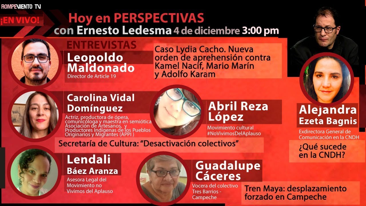 Caso Lydia Cacho / “Desactivación colectivos” / Tren Maya: desplazamiento forzado - Perspectivas