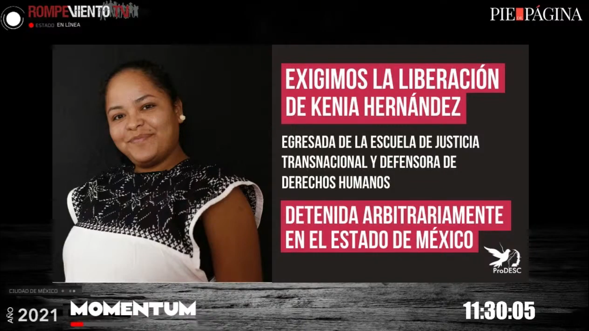 Un año de la detención de Kenia Hernández, indígena, feminista, defensora de derechos humanos