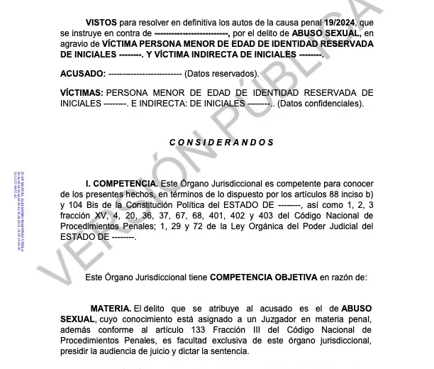 Sentencia del Juez Manuel Alejandro Martínez Vitela